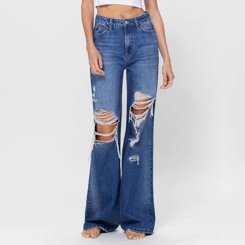 90's Loose Distressed Jeans / size 26 / size 29 / VERVET by Flying Monkey